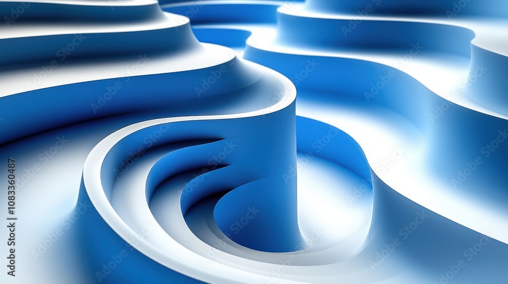Poster fluid blue patterns flowing seamlessly in a modern abstract design captured in a serene light settin