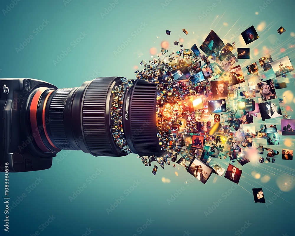 Poster stylized movie visual display abstract visual display of movie photography concepts