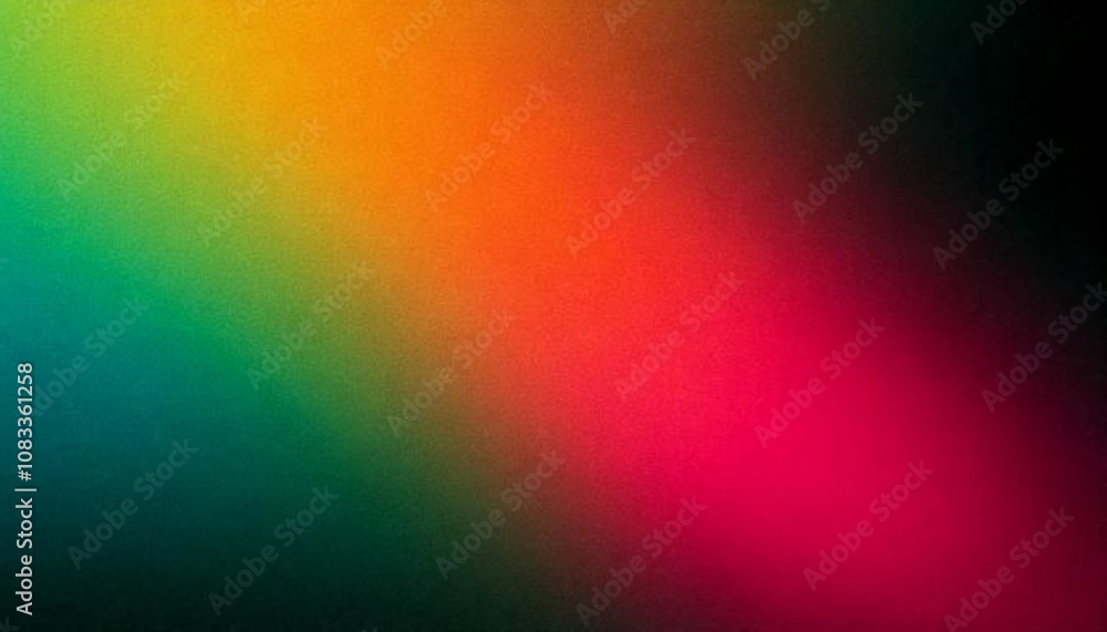 Poster abstract design with a vibrant green to red gradient, creating a minimalist, dark effect