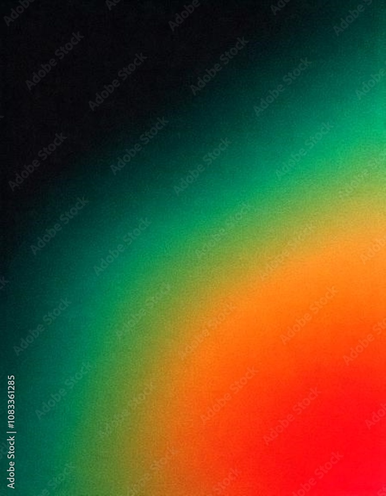 Poster dark background with a vibrant green to red gradient, creating a minimalist, abstract design