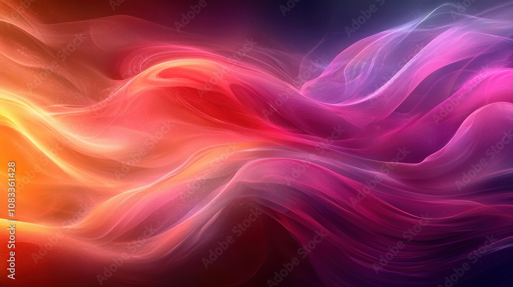 Poster colorful abstract waves of light movement creating a vibrant gradient effect in a digital art compos