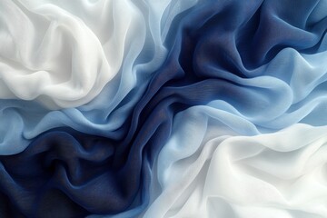 Obraz premium Blue and White Ombre Silk Fabric Drape Texture Background