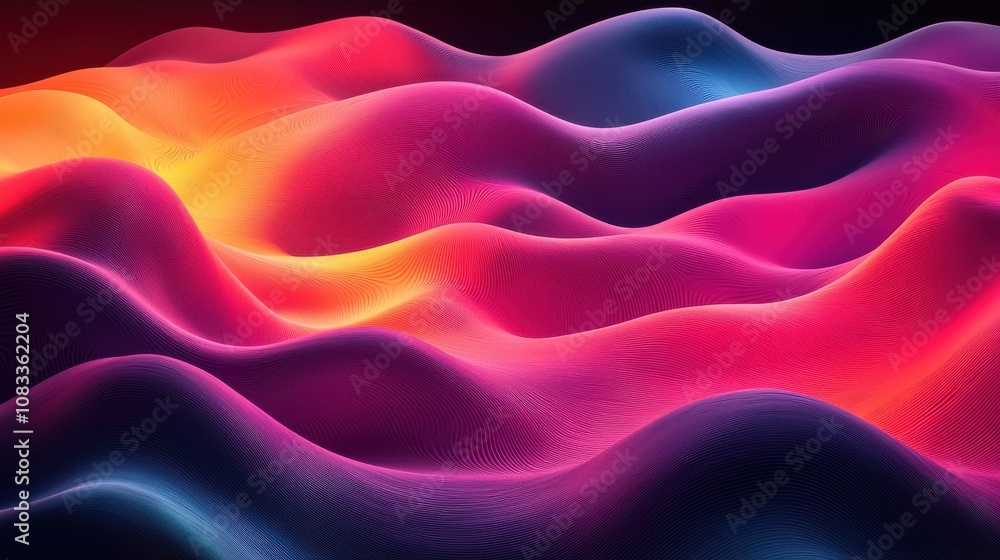 Poster flowing waves of vibrant colors create a stunning abstract representation of energy and movement in 