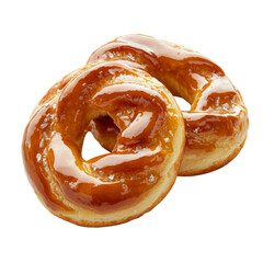 Fototapeta premium Sweet, glazed pastries with a twisted shape, showcasing a shiny caramel coating.