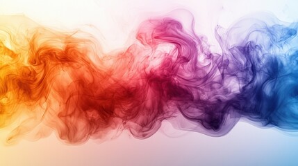 Fototapeta premium Colorful abstract smoke waves flowing elegantly in a gradient from orange to purple on a light background