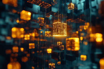 Obraz premium Data flow by using big data binary code 