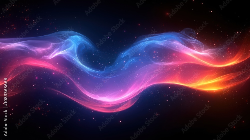 Aufkleber colorful swirling abstract lights in a dark space background creating a mystical and vibrant visual 