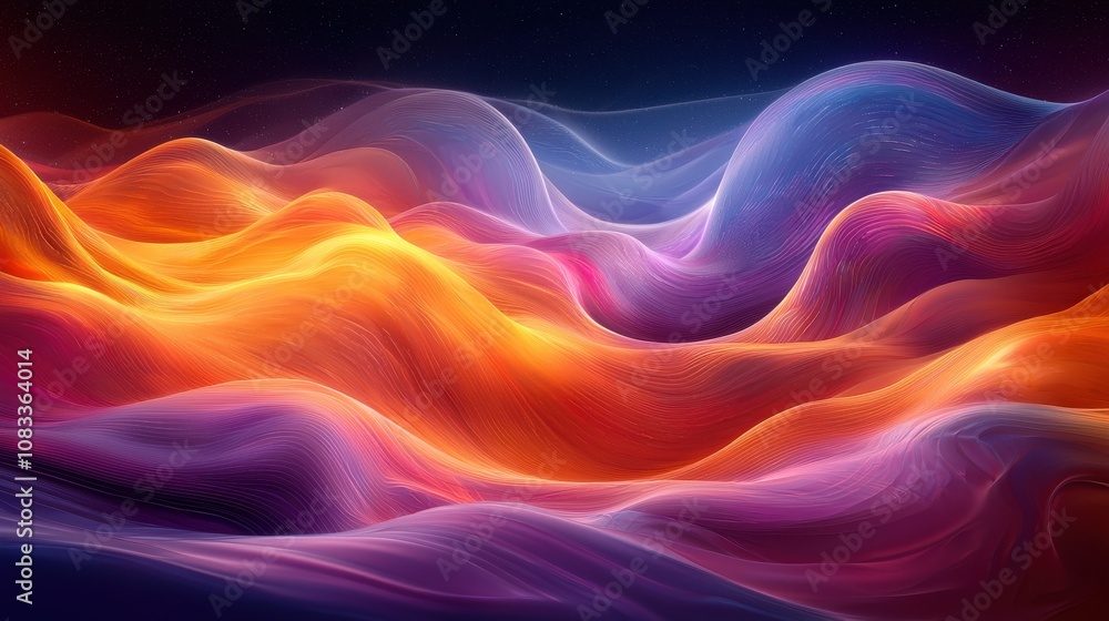 Poster abstract waves of color blend seamlessly in a vibrant display reminiscent of a surreal dreamscape