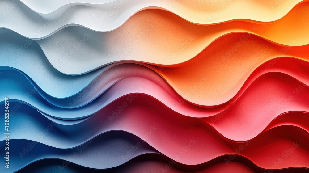 Poster colorful flowing waves in abstract design creating a vibrant and dynamic visual experience in shades