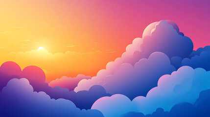 Fototapeta premium Beautiful sunrise over colorful clouds in a serene sky during early morning hours