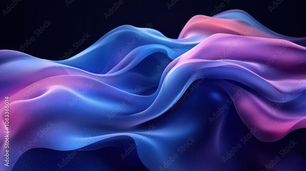 Poster ethereal waves of vibrant colors flow gracefully, creating a serene and dynamic composition in a sur