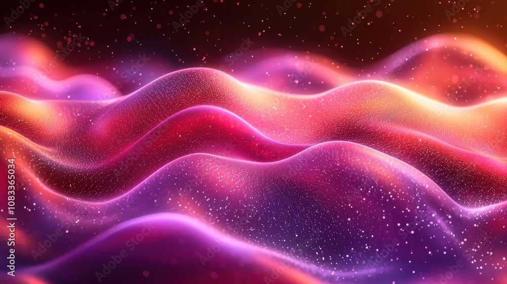 Poster surreal waves of glowing purple and pink light create a mesmerizing visual effect in an abstract art