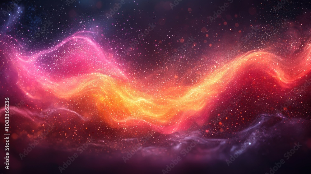 Aufkleber colorful abstract swirl of pink and orange light creating a captivating visual effect in a dark cosm