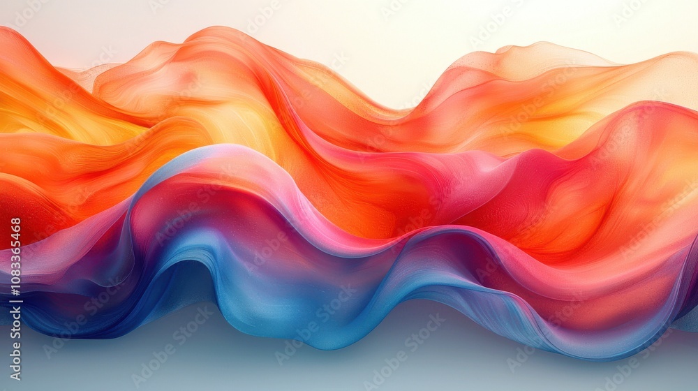 Aufkleber colorful flowing waves of fabric create a vibrant abstract design in a serene setting during dayligh