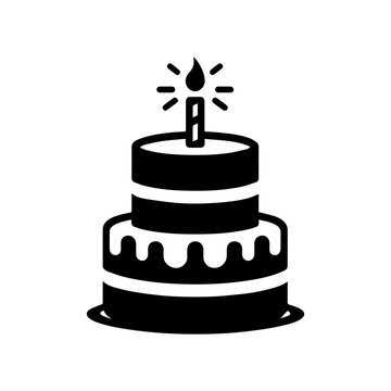 Simple Vector Icon of a brithday cake &ndash; Logo Design Illustration