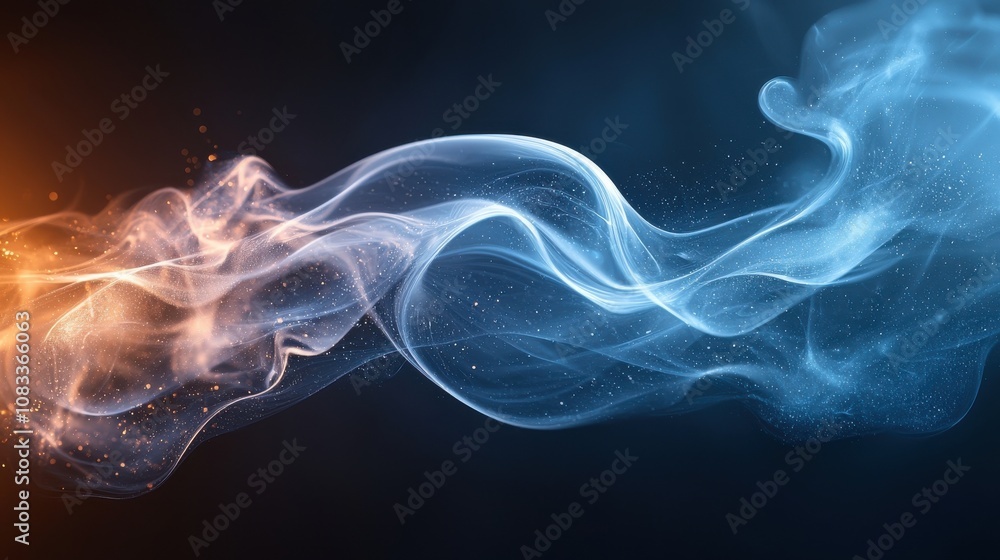 Poster flowing colorful smoke patterns swirl gracefully in the dark, creating a mesmerizing visual effect i