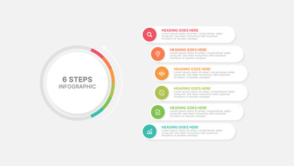 Obraz premium Modern Circular Round Infographic Design Template with 6 Data Points