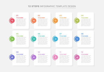 Yearly Planner Organizer Infographic Template Design with Twelve Options