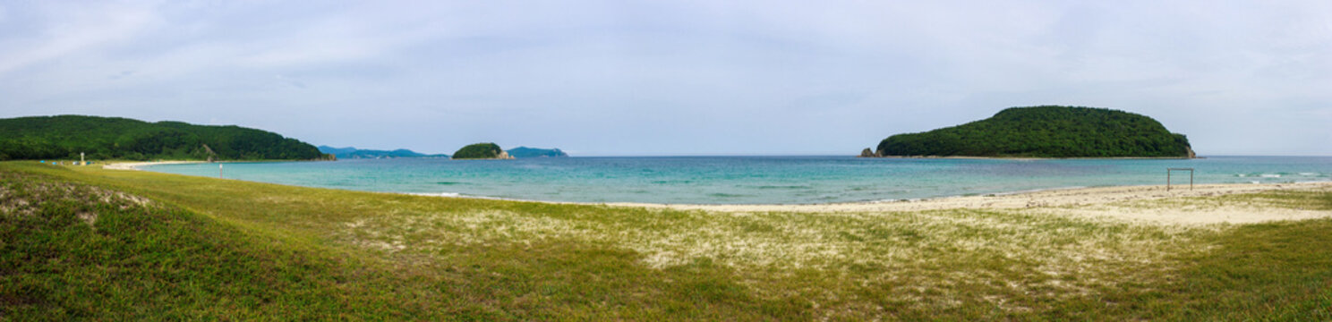 Summer panorama beach and island Petrova