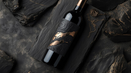 Naklejka premium A bottle of wine with a gold label