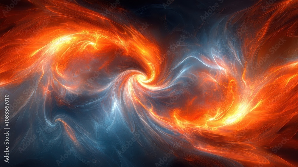 Poster vivid swirling colors merge in a cosmic display during a celestial event in a darkened universe at n