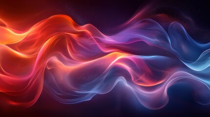 Obraz premium Colorful abstract waves of light in vibrant hues flowing smoothly across a dark background creating a mesmerizing visual effect