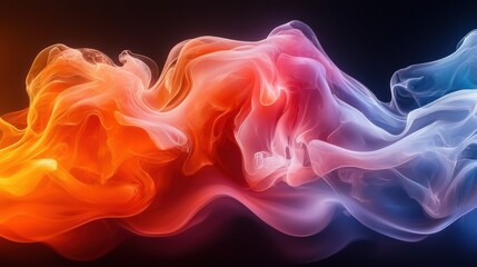 Obraz premium Colorful swirling vapor in abstract form creating a mesmerizing display of hues against a dark background