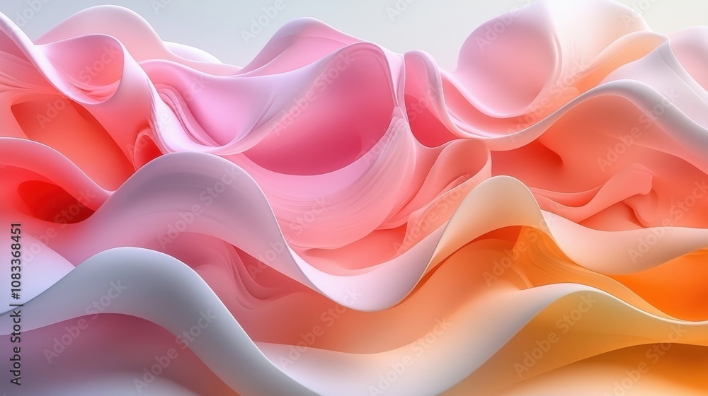 Poster vibrant undulating waves of pink and orange fabric create a dynamic and artistic display of color an