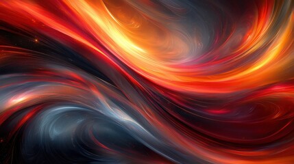 Fototapeta premium Vibrant abstract swirls of red, orange, and black create an energetic texture in a digital art piece