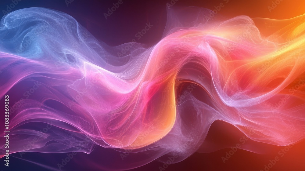 Poster colorful abstract swirl of smoke with vibrant hues in a dark background creating a mesmerizing visua