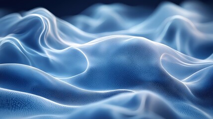 Obraz premium Soft blue waves of fabric create a serene and tranquil texture in the calm light of early morning hours