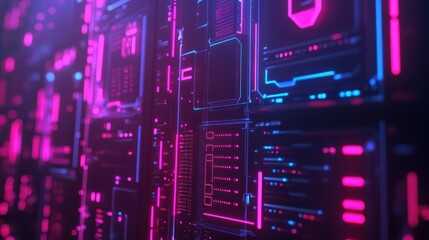 Obraz premium Abstract Digital Interface with Neon Lights