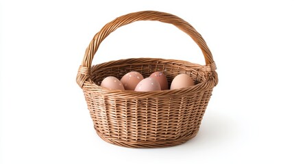Empty wicker basket isolated on white Easter item