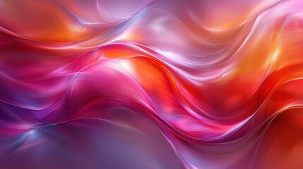 Fototapeta premium Vibrant abstract waves of color flowing in a smooth blend, showcasing intricate patterns at sunset in a digital art style