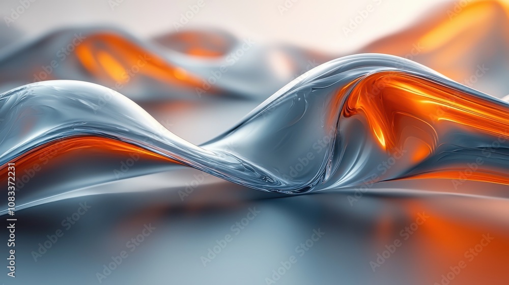 Poster fluid abstract waves in vibrant orange and clear tones create a dynamic visual experience highlighti