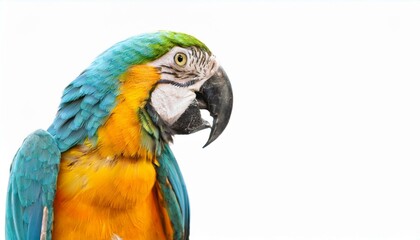 Fototapeta premium Colorful macaw parrot with vibrant feathers isolated on transparent background, ideal for tropical and exotic design projects