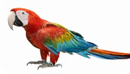 Obraz premium Colorful macaw parrot with vibrant feathers isolated on transparent background, ideal for tropical and exotic design projects