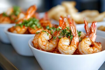 Finger Food at Catered Event: Deep-Fried Prawns and Shrimp