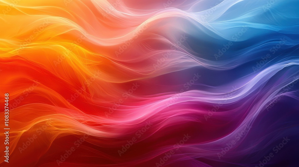 Poster colorful abstract waves of vibrant hues flow together seamlessly, creating a mesmerizing visual disp