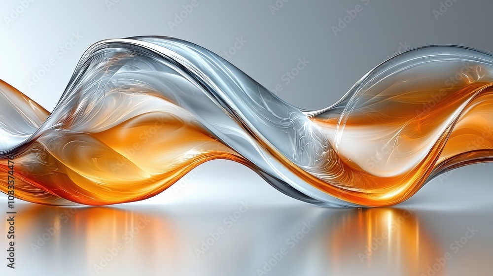 Aufkleber elegant glass sculpture in swirling patterns of orange and silver colors creating a modern artistic 