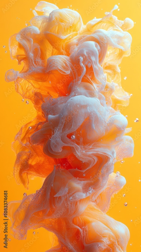 Poster swirling colors in a vibrant orange background create a dynamic effect.