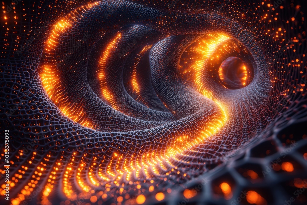 Poster abstract glowing network tunnel energy data technology background