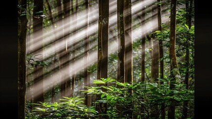 sunlight penetrates the forest