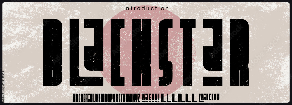 Fototapete condensed rough handmade typeface. broken vector font with texture. alphabet vector font with unique