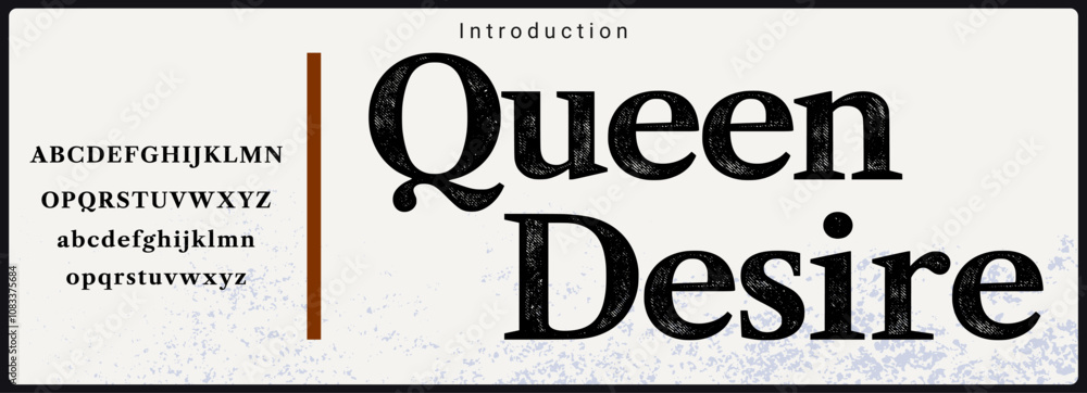 Aufkleber rough and textured serif typeface. alphabet vector font with uppercase and lowercase.