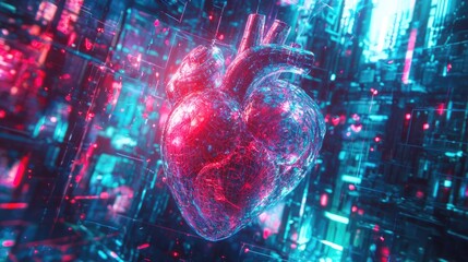 Obraz premium 3d anatomically accurate human heart visualization digital environment medical science futuristic viewpoint technology concept