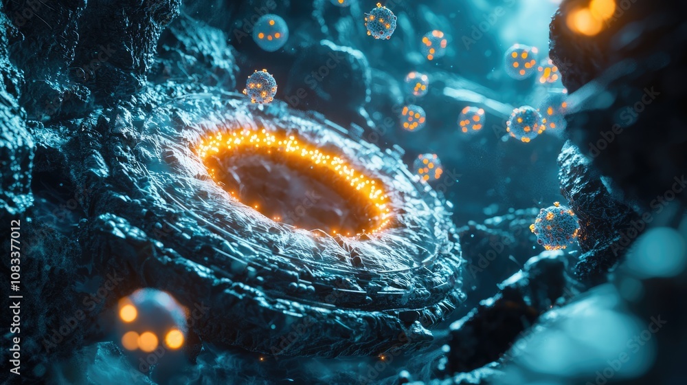 Aufkleber immune cells interaction virtual environment 3d visualization scientific visualization abstract conc