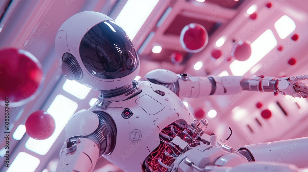 Aufkleber robotic medical assistant futuristic laboratory 3d visualization high-tech environment close-up view