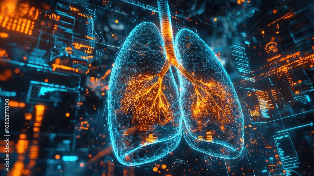 Poster 3d visualization of transparent artificial lung medical technology digital environment data-driven v