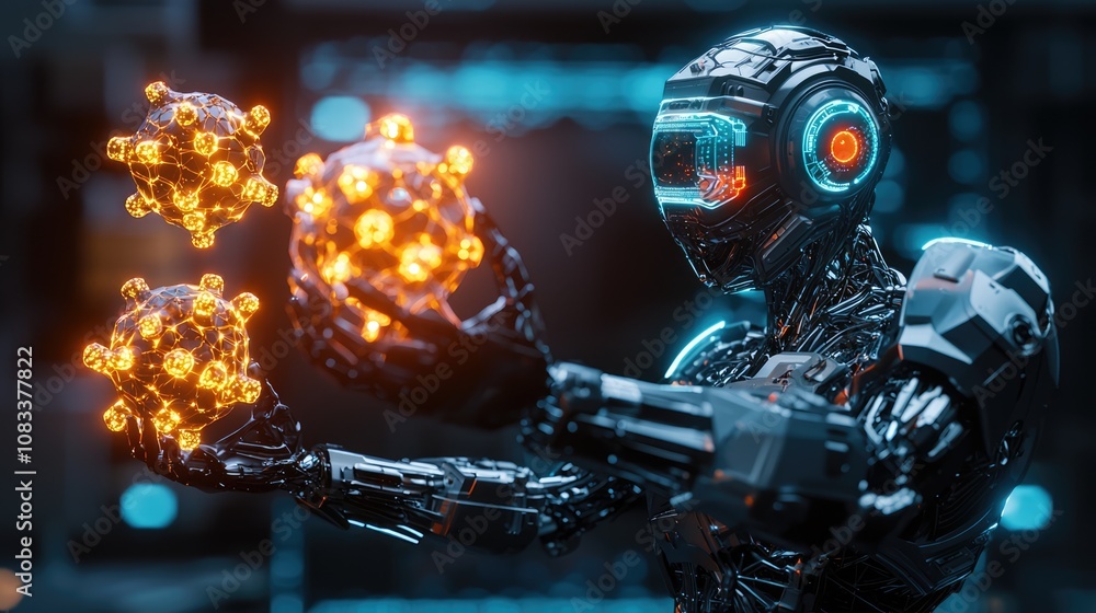 Poster advanced nanotechnology diagnostics futuristic lab 3d visualization high-tech environment closeup vi